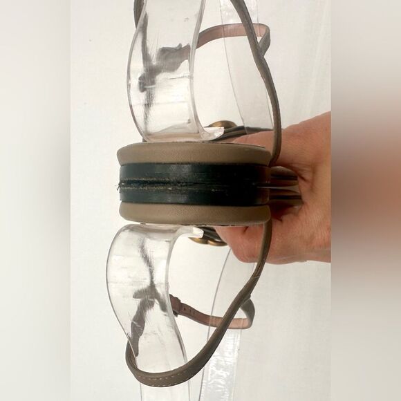 Gucci GG Leather Marmont Ankle Buckle Sandals Scalloped Mud Flat Heel EU37 US7 - Picture 11 of 13